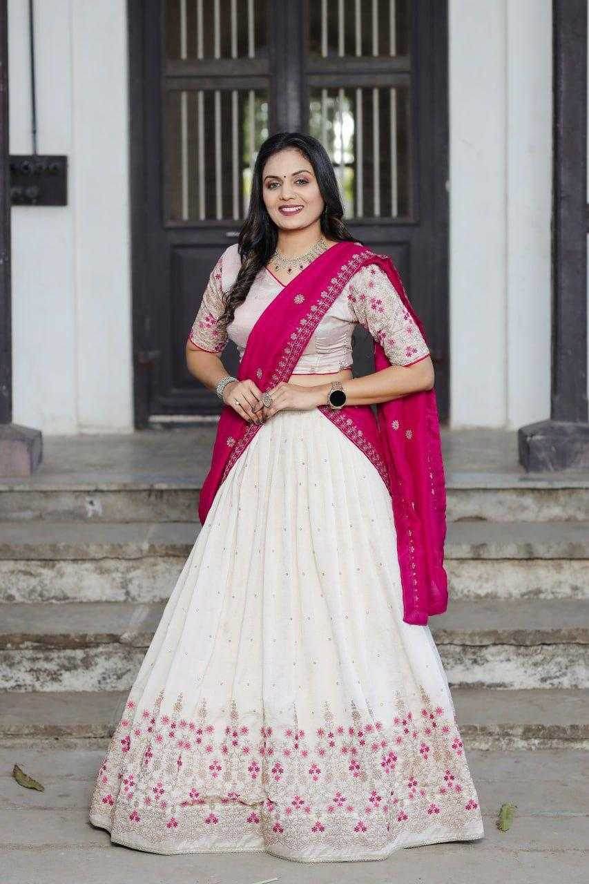 Vichitra Silk Designer Embroidered Lehenga - MYLUXURY LANE ENTERPRISE